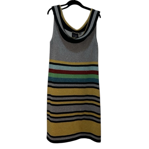 L.A.M.B. Dress Vintage Striped Glitter Tinsel Lamb Wool Dress XL Y2K - Picture 14 of 14